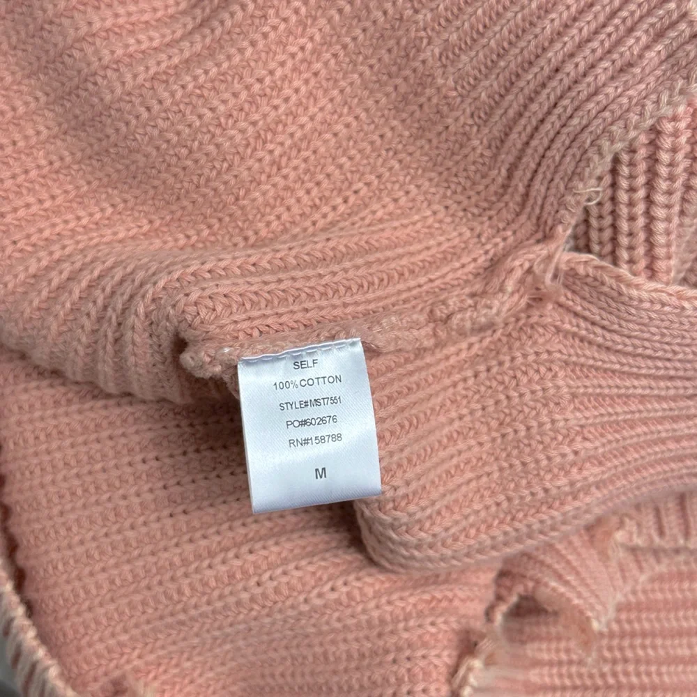 Mable Julia Distressed Raw Hem Knit Sweater Mini Skirt in Salmon Size Medium - Picture 7 of 10